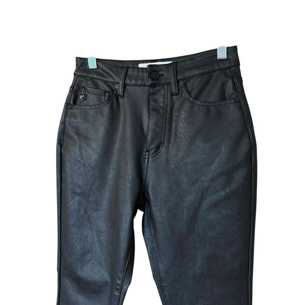 KanCan Darla High Rise Vegan Leather Kick Flare Black 3 25 - Picture 2 of 9